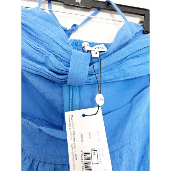 NWT SNDYS X Revolve Boat Linen Romper Size Medium Blue Cut Out Lightweight - Picture 5 of 11